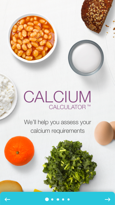 Screenshots of the Calcium Calculator (TM) app
