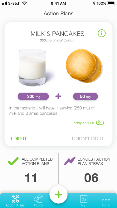 Screenshots of the Calcium Calculator (TM) app