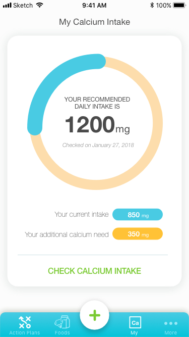 Screenshots of the Calcium Calculator (TM) app