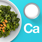 calcium app icon with kale, almonds, and milk