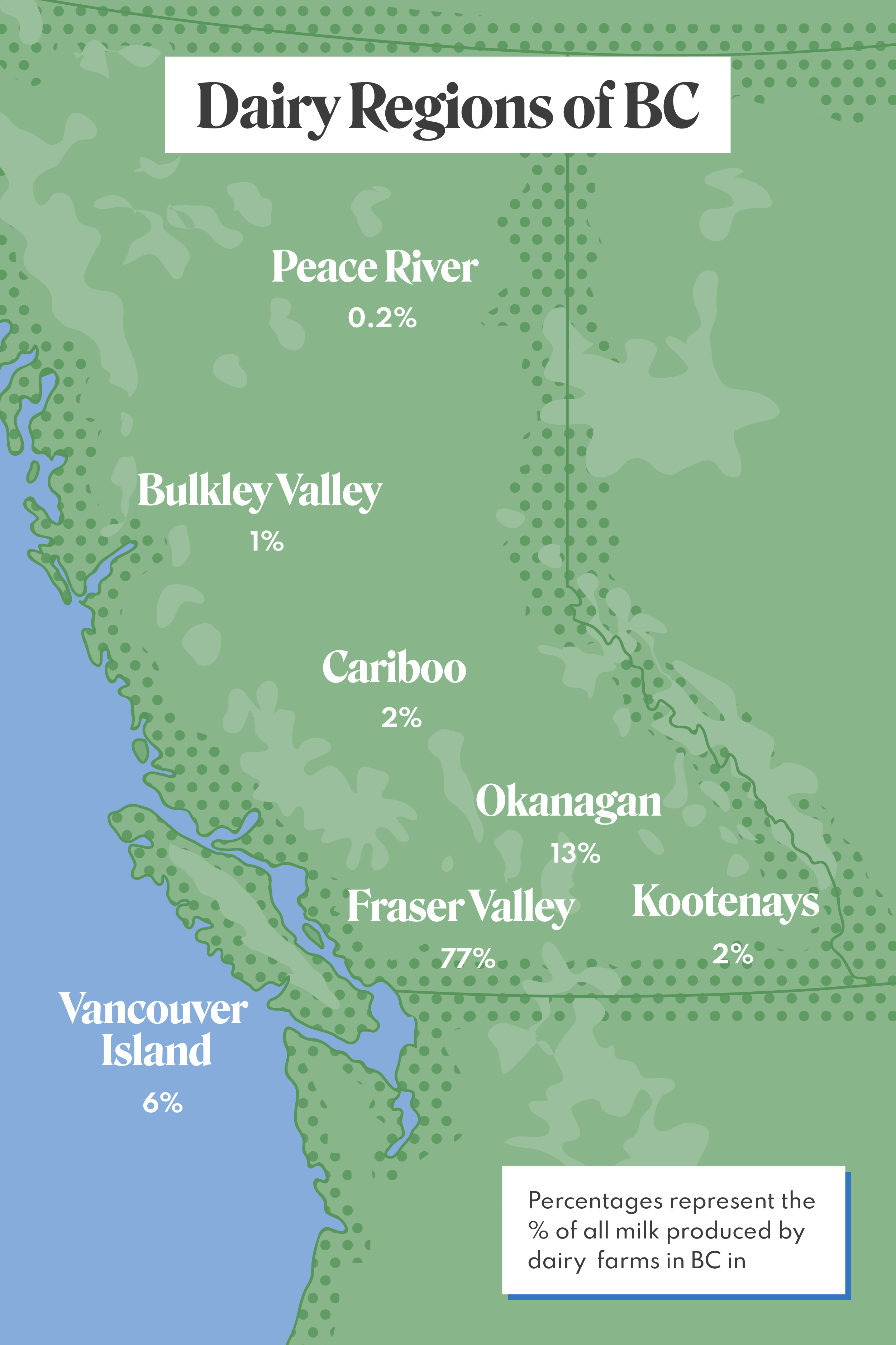 Map of dairy regions of BC