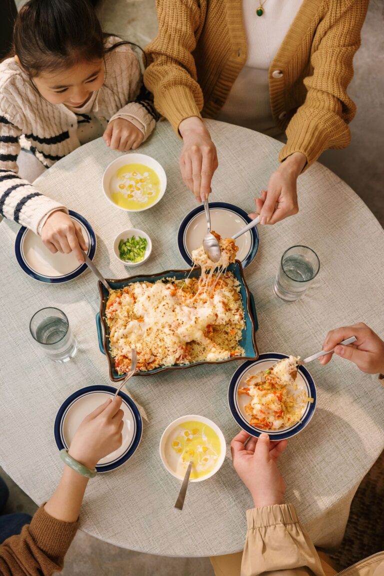 Family enjoying Hong Kong Style Cheesy Pork Chop Rice