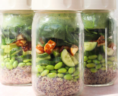 Green goddess power bowl in jars